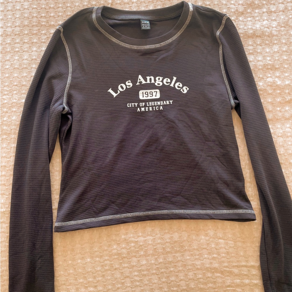 Navy Blue Short Long Sleeve Top